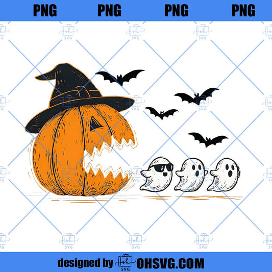 Halloween Costume Png, Spooky Season Png, Trendy Halloween Pumpkin Chasing Ghost Png, Fall Vibes, Funny Boo Ghost Shirt, Digital Download