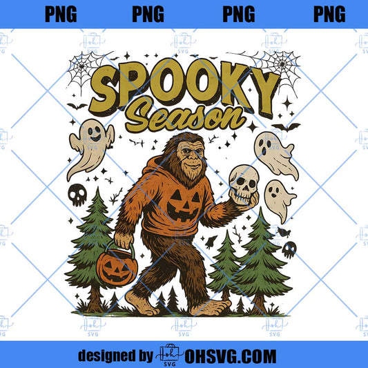 Halloween Retro Spooky, Spooky Season Sasquatch png, Vintage Halloween png, Funny Cryptid Sublimation, Funny Halloween png, Fall Pumpkin png