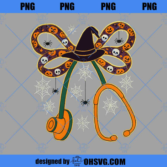 Halloween Stethoscope Nurse Png, Halloween Floral, Nurse Halloween png, Nurse png, Preppy Nurse Life png