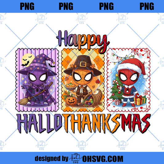 Happy Hallothanksmas Spiderman Png, Halloween Png, Thanksgiving Png, Christmas Png, Hallothanksmas Png, Christmas Characters Png