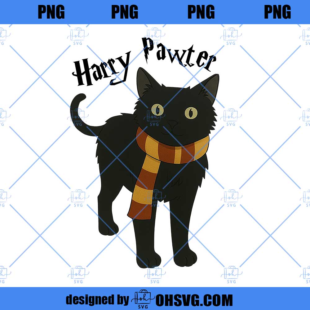 Harry Pawter Vintage 90s PNG, Retro Funny Cat PNG, Cat Wizard PNG