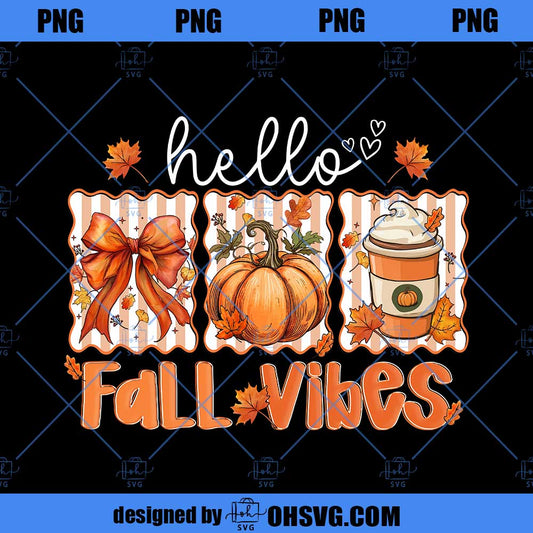 Hello Fall Vibes PNG, Pumpkin Coffee PNG