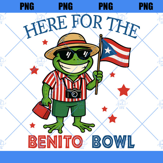 Here For The Benito Bowl 2026 Frog Puerto Rican Flag PNG