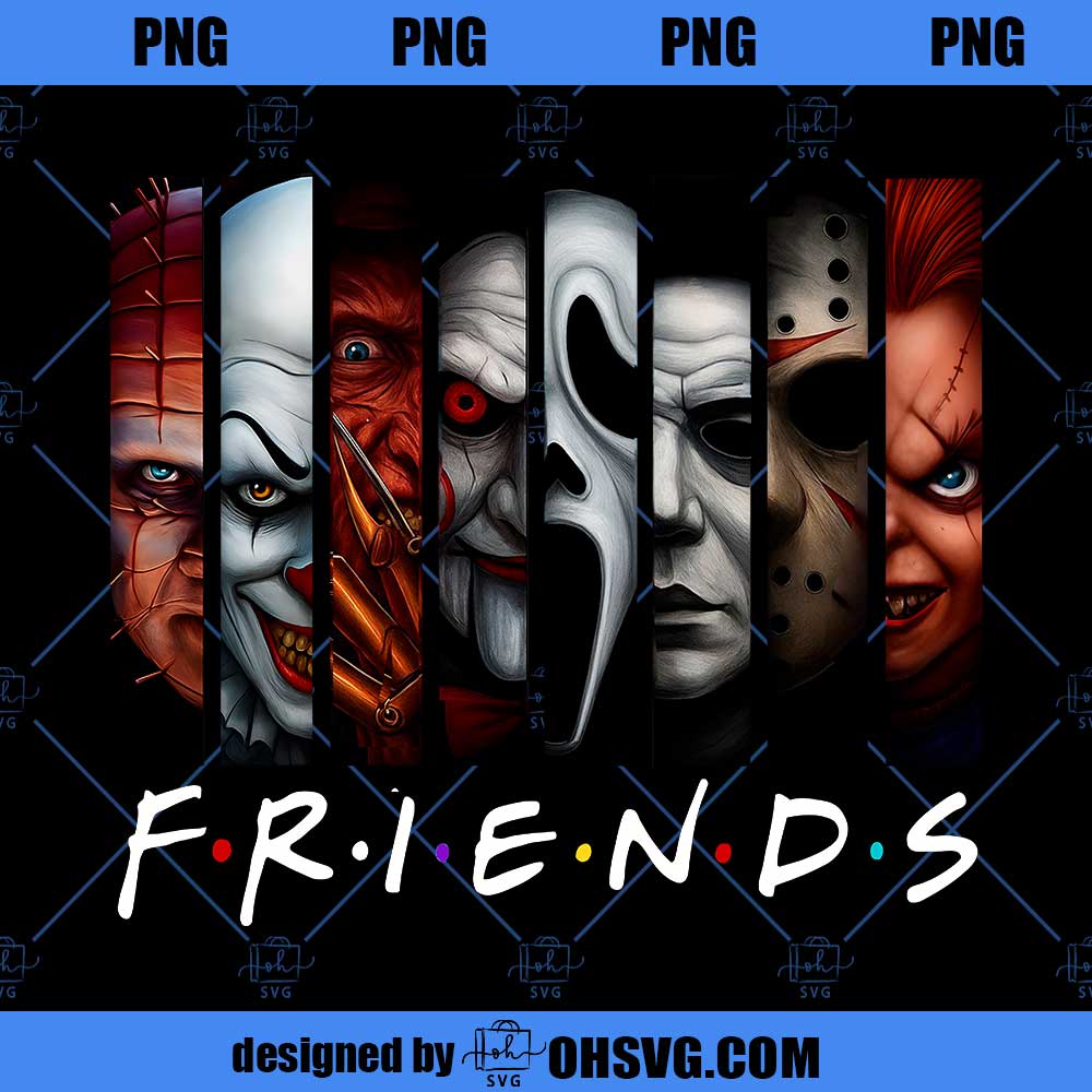 Horror Movie Characters PNG, Friends Halloween PNG, Halloween Horror T Shirt, Friend Matching PNG, Scary Halloween Tee