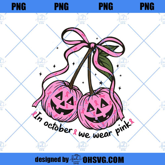 In October We Wear Pink Png, Coquette Breast Cancer Png