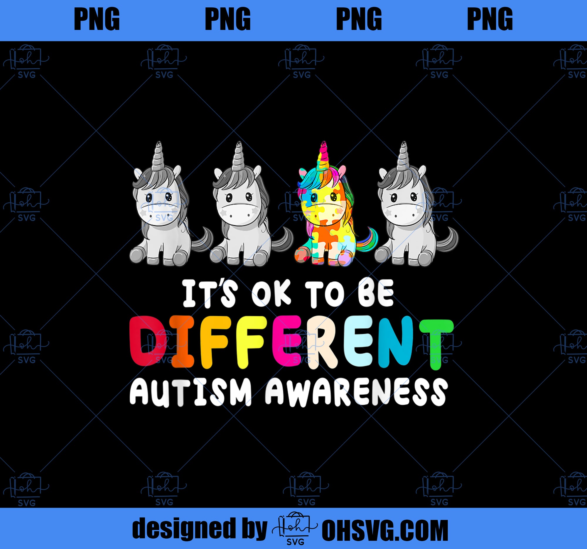 Its Ok To Be Different Unicorn Puzzle Autism Awareness PNG, Magic Unicorn PNG, Unicorn PNG