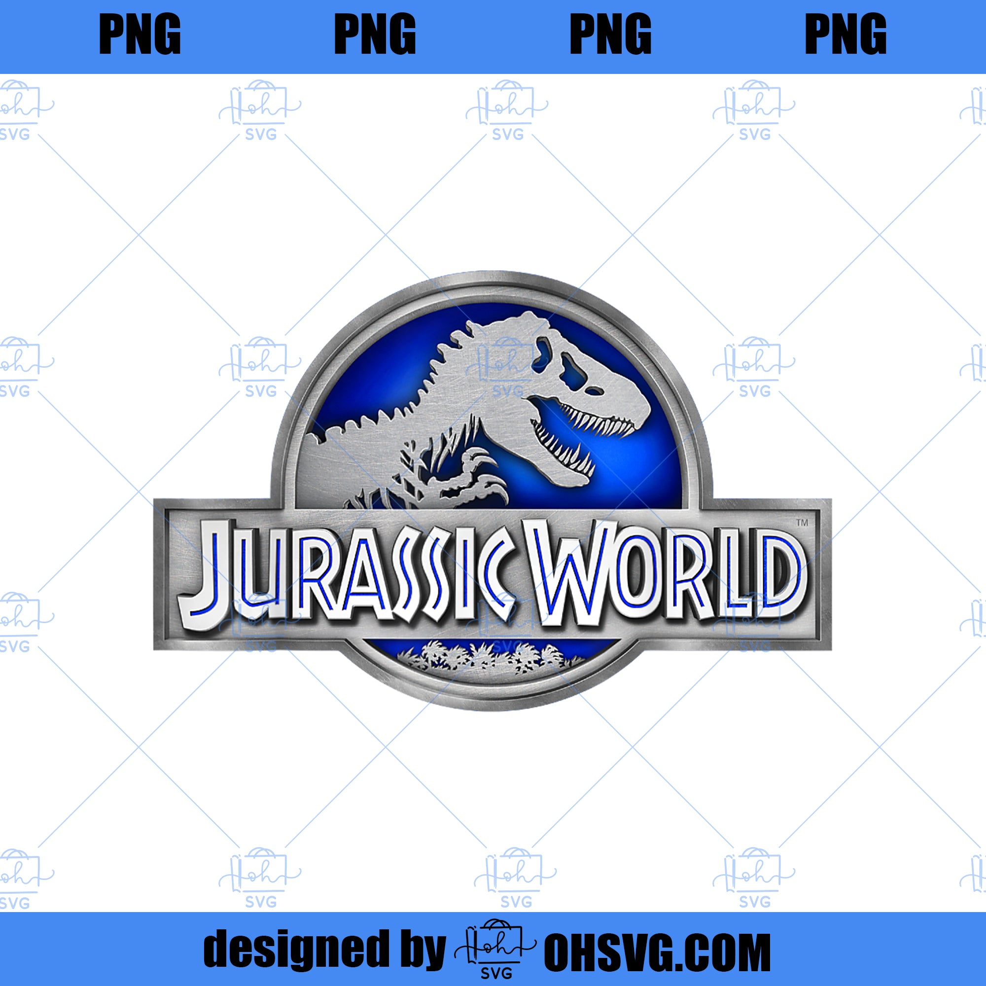 Jurassic Park Steel and Deep Blue Fossil Movie Logo PNG, Movies PNG, Jurassic Park PNG