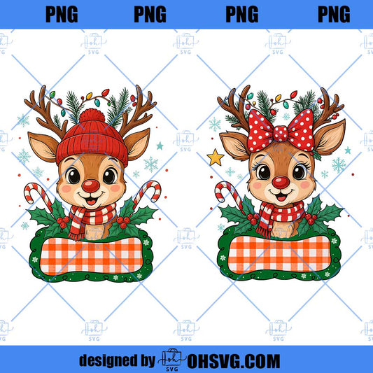 Kids Reindeer Christmas PNG - Matching Boy and Girl Holiday Deer Sublimation Design