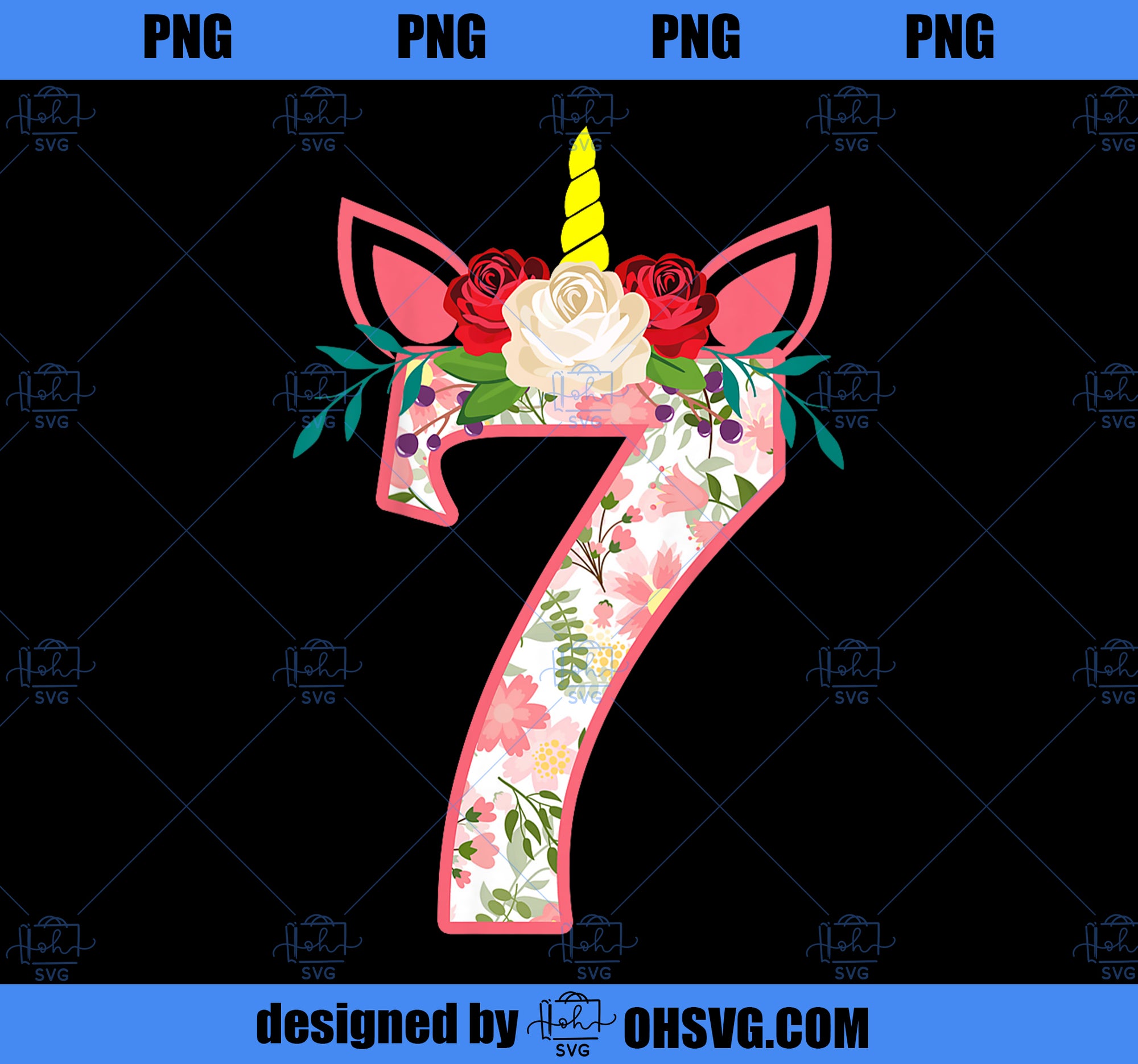 Kids 7 Years Old 7th Birthday 2016 Unicorn Party Decoration Girls PNG, Magic Unicorn PNG, Unicorn PNG