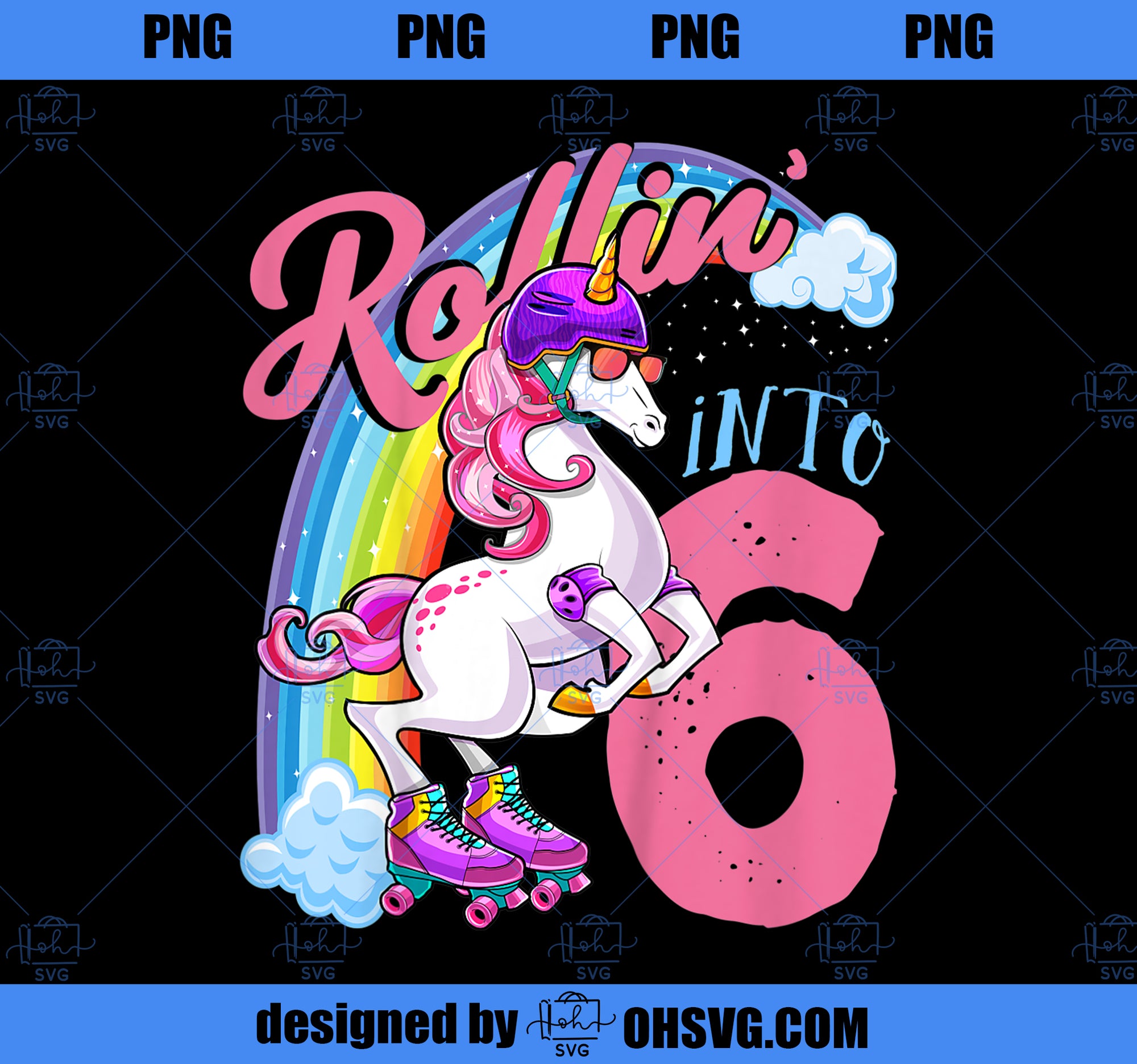 Kids Unicorn Roller Skate 6th Birthday Shirt Girls Unicorn Gifts PNG, Magic Unicorn PNG, Unicorn PNG