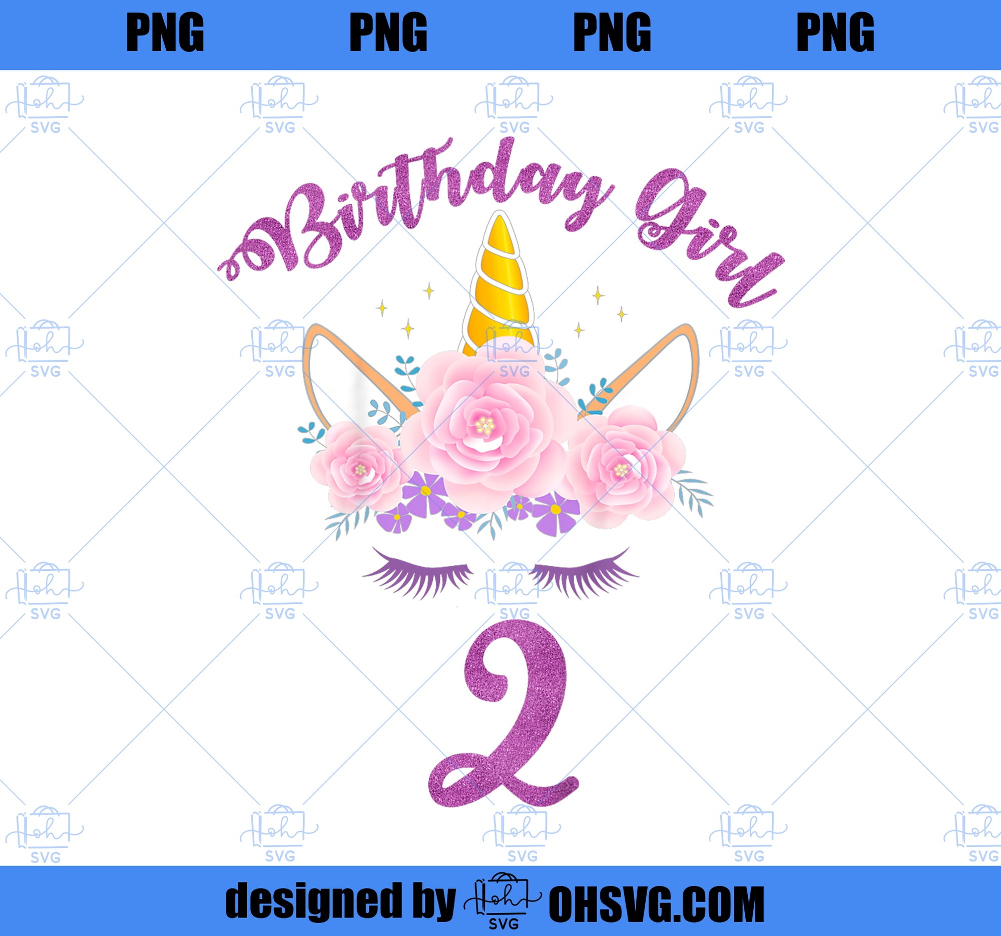 Kids Unicorn Shirt 2nd Birthday Girl 2 Unicorn Party Gift Bday PNG, Magic Unicorn PNG, Unicorn PNG