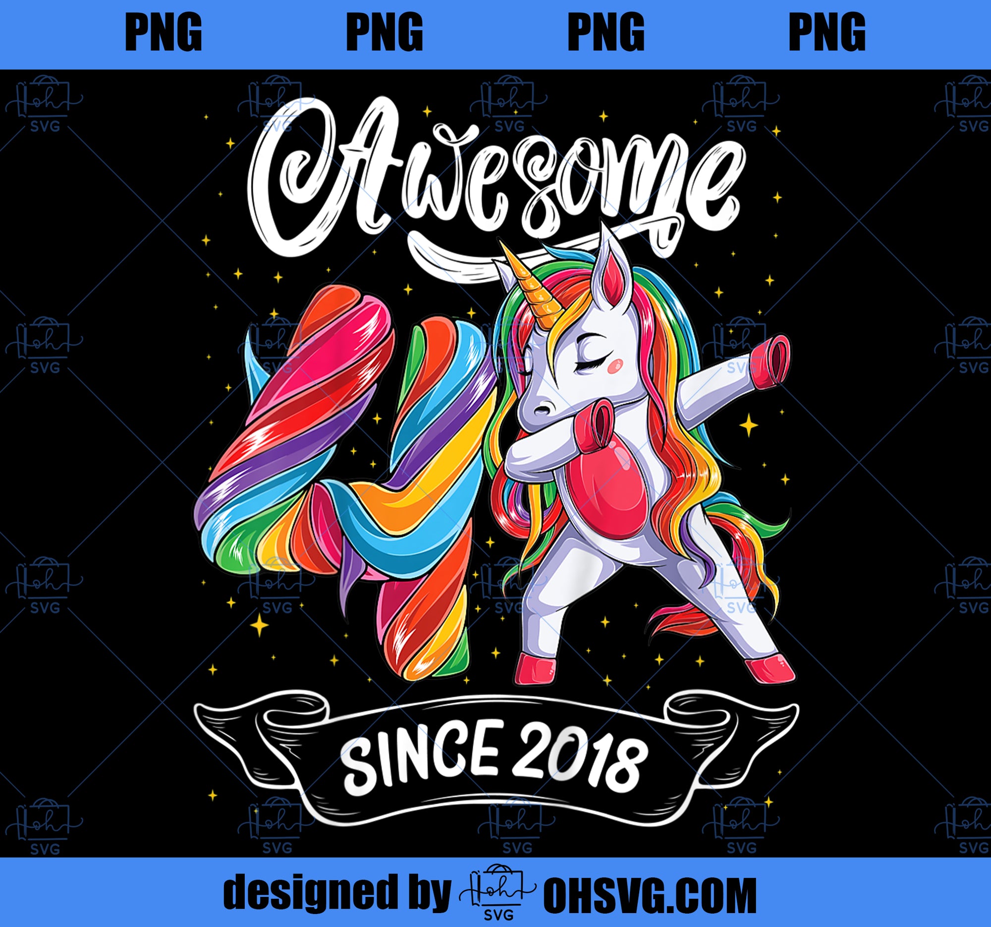 Kids awesome dabbing unicorn birthday 4 year old Girl 4th Bday PNG, Magic Unicorn PNG, Unicorn PNG