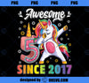 Kids awesome dabbing unicorn birthday 5 year old Girl 5th Bday PNG, Magic Unicorn PNG, Unicorn PNG