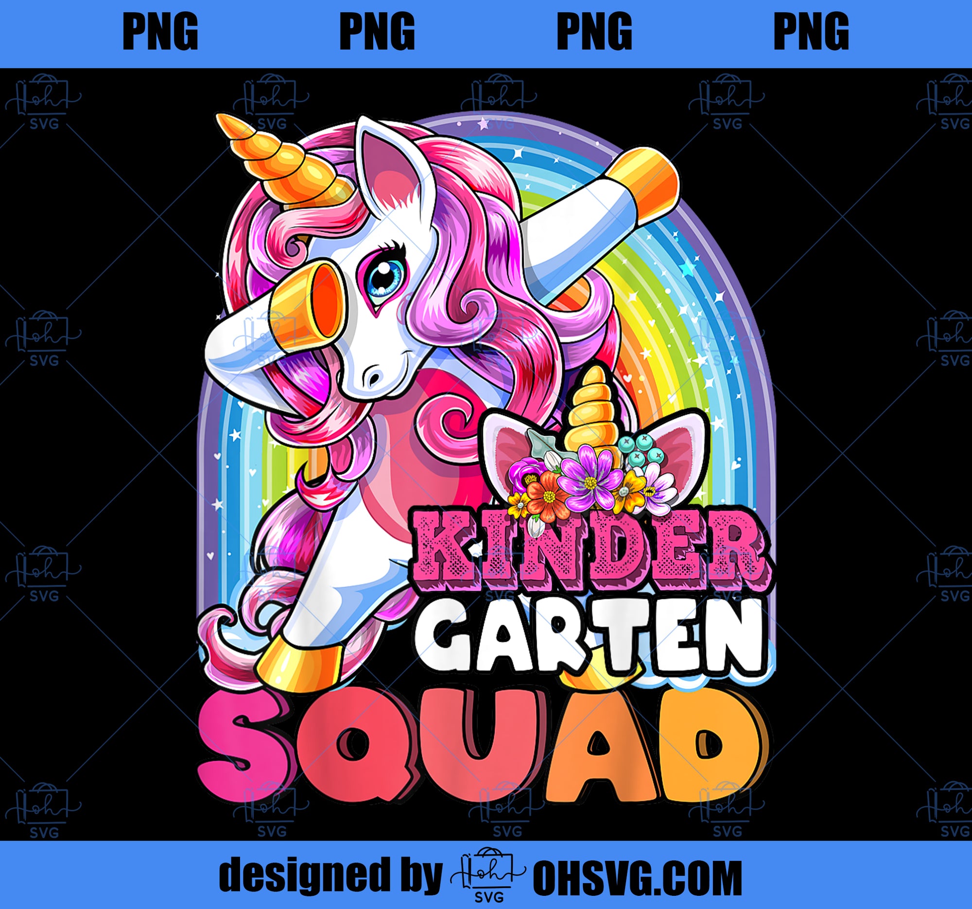 Kindergarten Squad Dabbing Unicorn Back to School Girl Gift PNG, Magic Unicorn PNG, Unicorn PNG