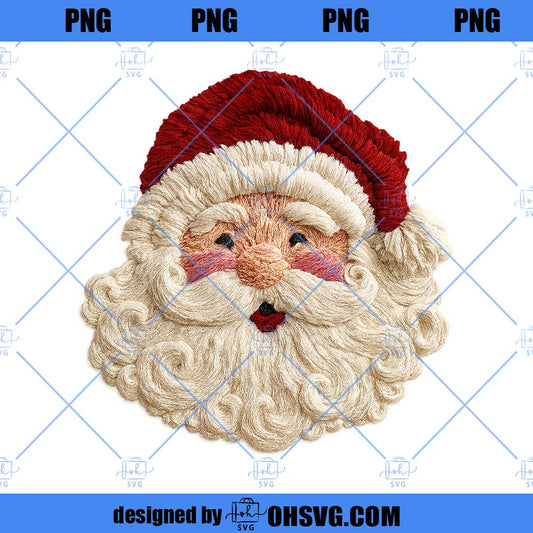 Latch Hook Yarn Faux Embroidery Santa Design, Holiday Christmas Png, Viral Christmas Shirt, Preppy Christmas Reindeer Digital Download