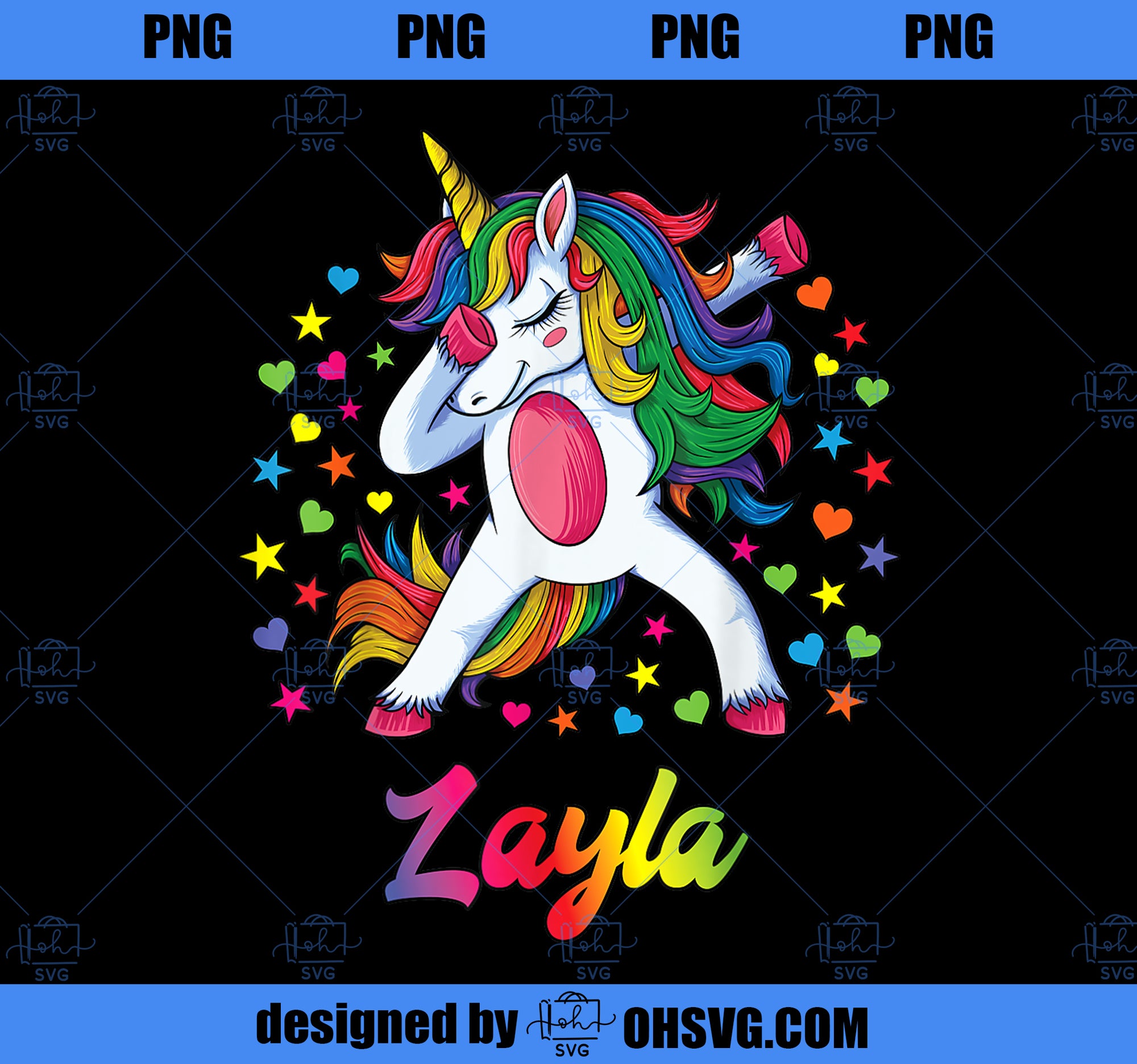 Layla Dabbing Unicorn Rainbow Personalized Name Custom 1 PNG, Magic Unicorn PNG, Unicorn PNG