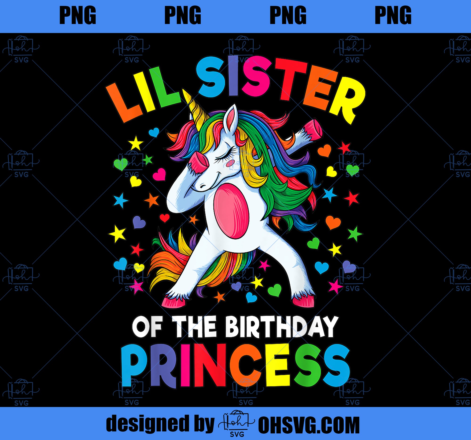 Lil Sister Of The Birthday Princess Dabbing Unicorn Party PNG, Magic Unicorn PNG, Unicorn PNG