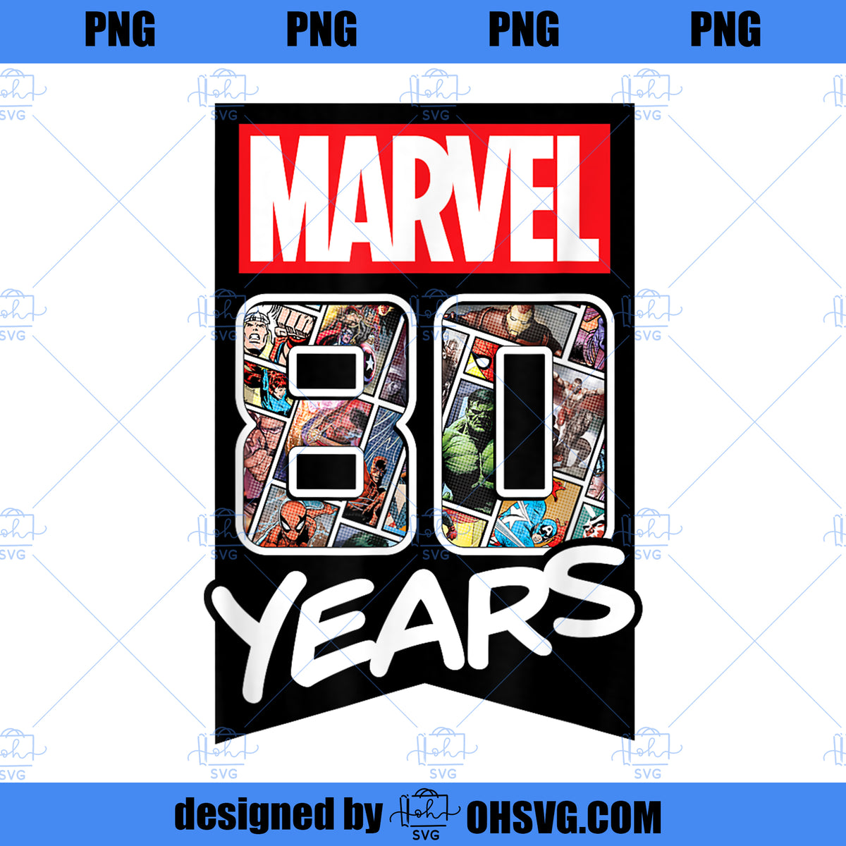 Marvel 80 Years of Comics Anniversary PNG, Marvel PNG, Marvel 80 PNG ...