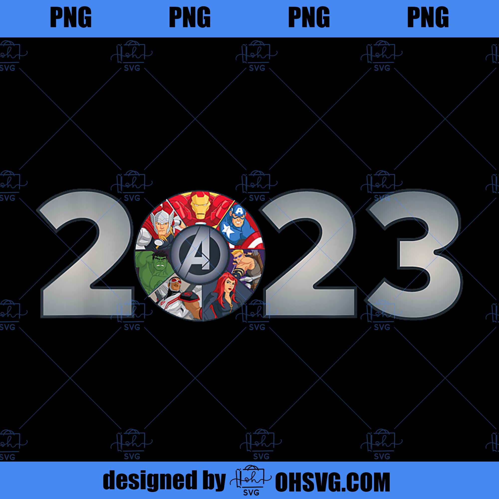 Marvel Avengers Assemble Team 2023 New Year PNG, Marvel PNG, Marvel Avengers PNG