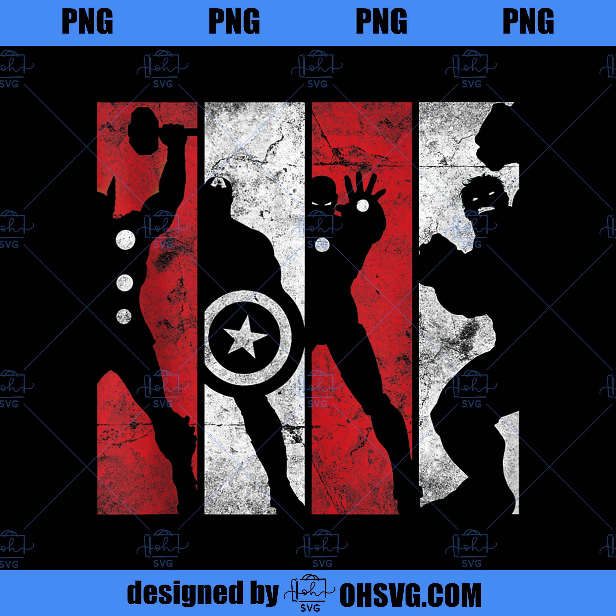 Marvel Avengers Half Silhouette Portrait Panels  PNG, Marvel PNG, Marvel Avengers PNG