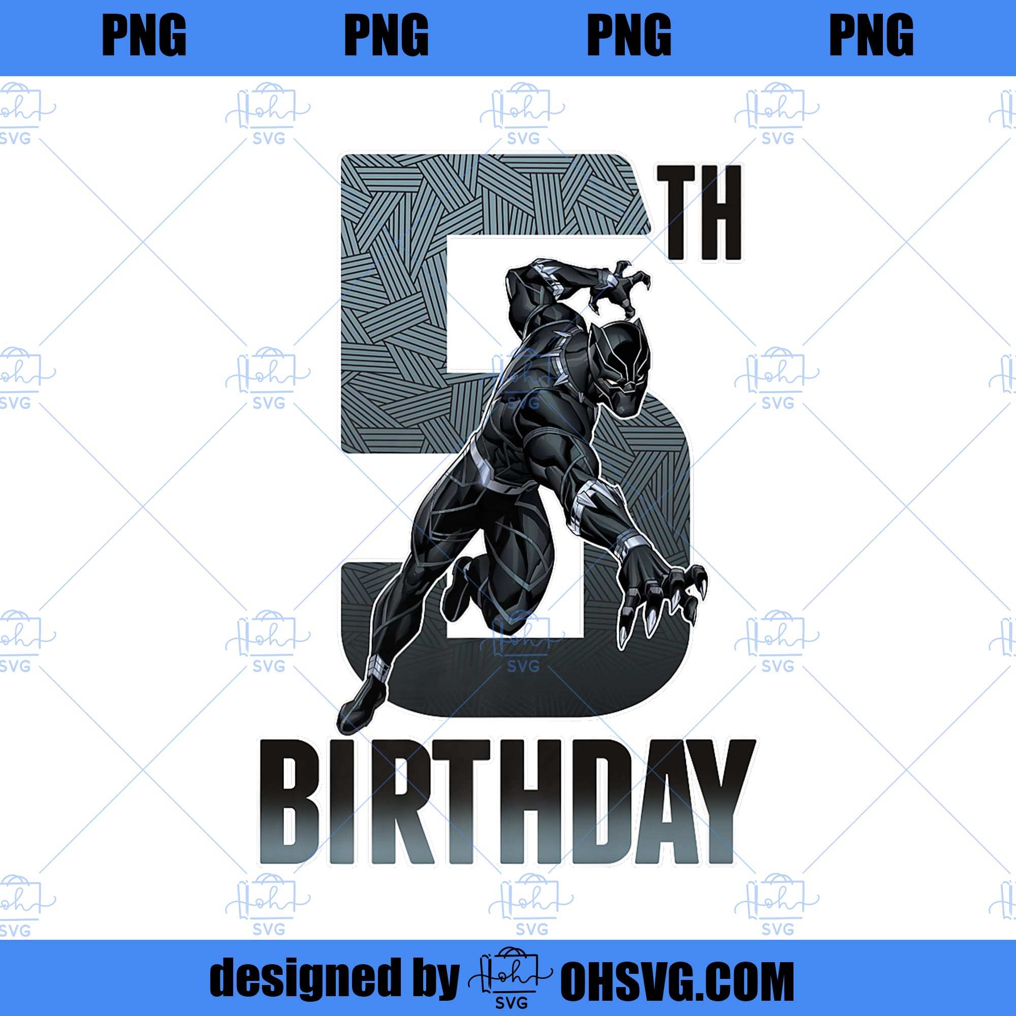 Marvel Black Panther Action Pose 5th Birthday Premium Premium PNG, Marvel PNG, Marvel Avengers PNG