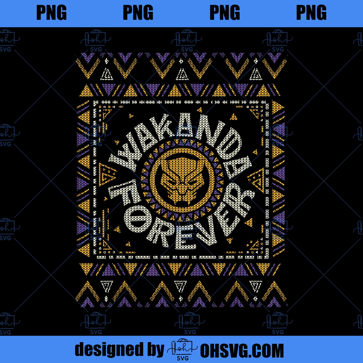 Marvel Black Panther Wakanda Forever Holiday Sweater PNG, Marvel PNG, Black Panther PNG