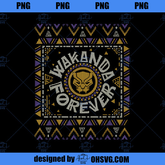 Marvel Black Panther Wakanda Forever Holiday Sweater PNG, Marvel PNG, Black Panther PNG