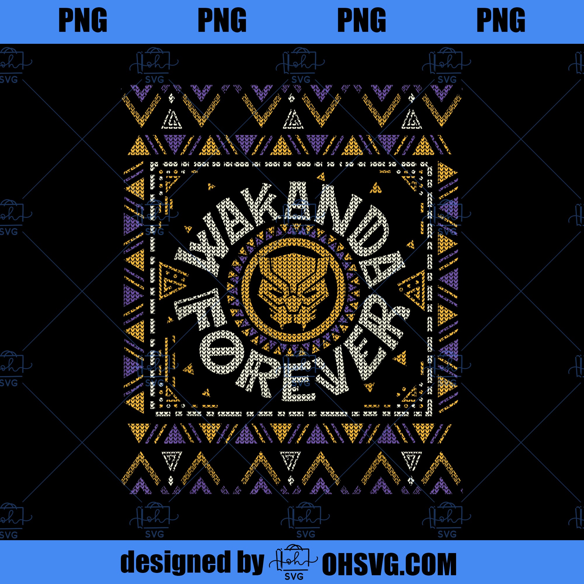 Marvel Black Panther Wakanda Forever Holiday Sweater PNG, Marvel PNG, Black Panther PNG