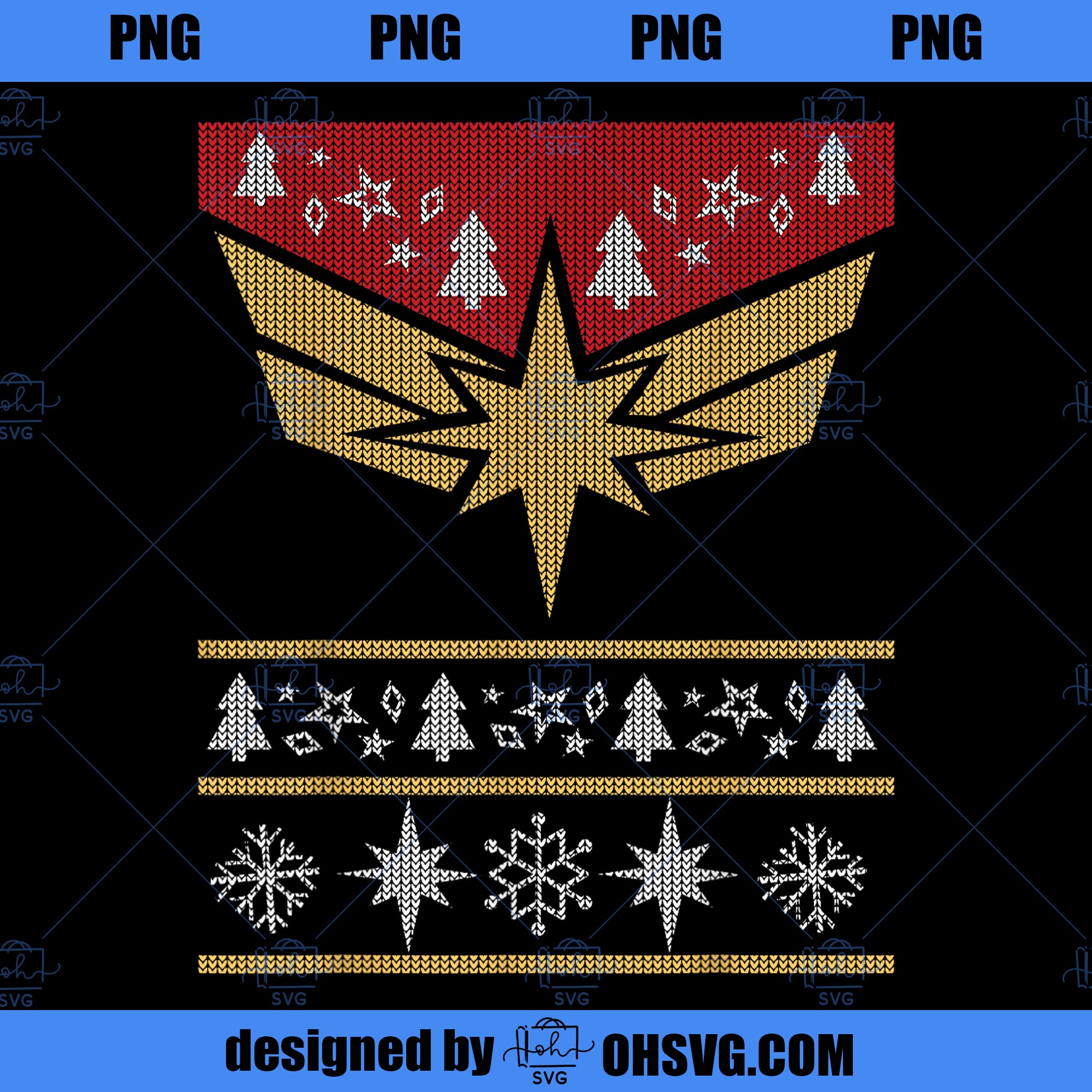 Marvel Captain Marvel Carol Danvers Holiday Sweater PNG, Marvel PNG, Captain Marvel PNG