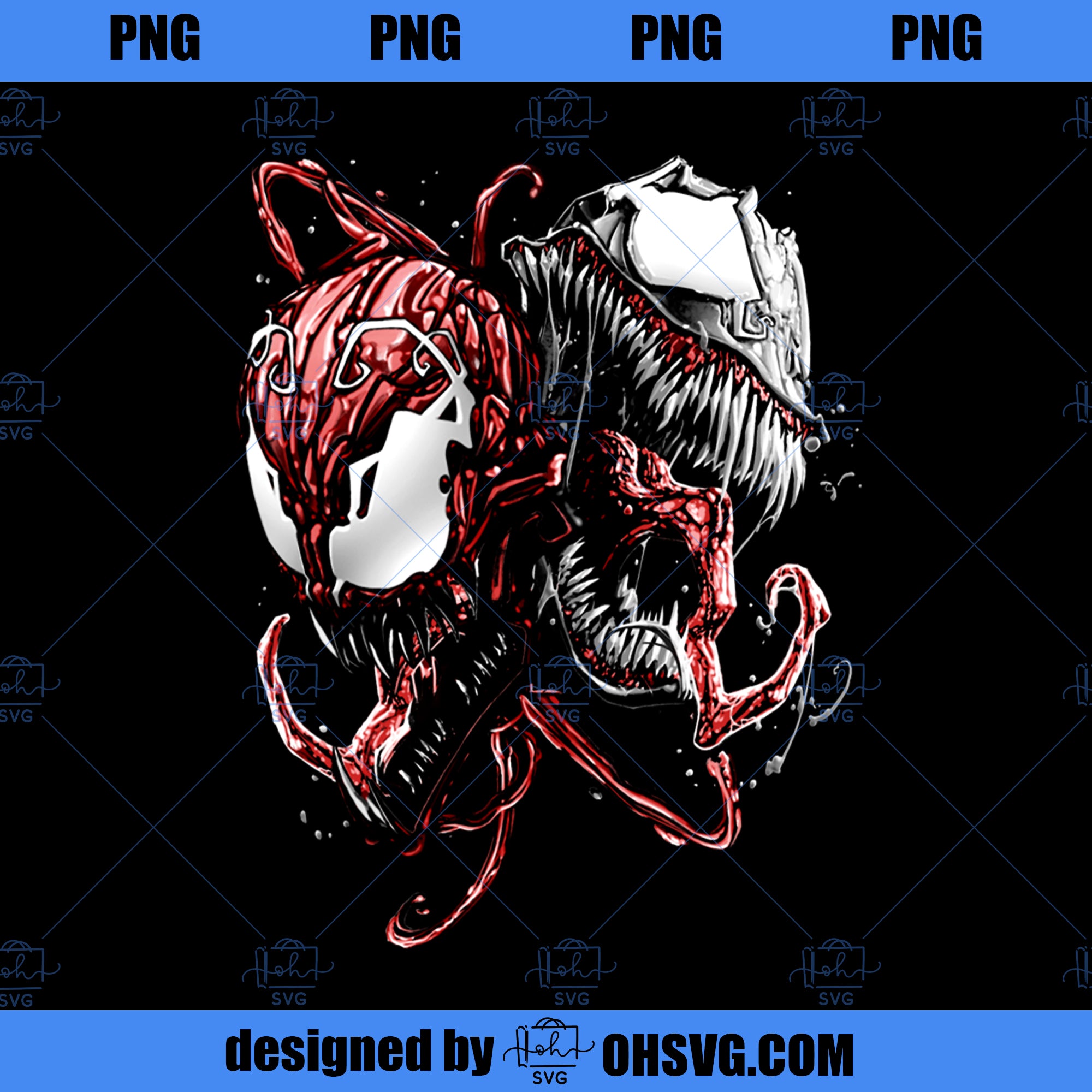 Marvel Comics Venom And Carnage Split Villain Portrait  PNG, Marvel PNG, Venom PNG