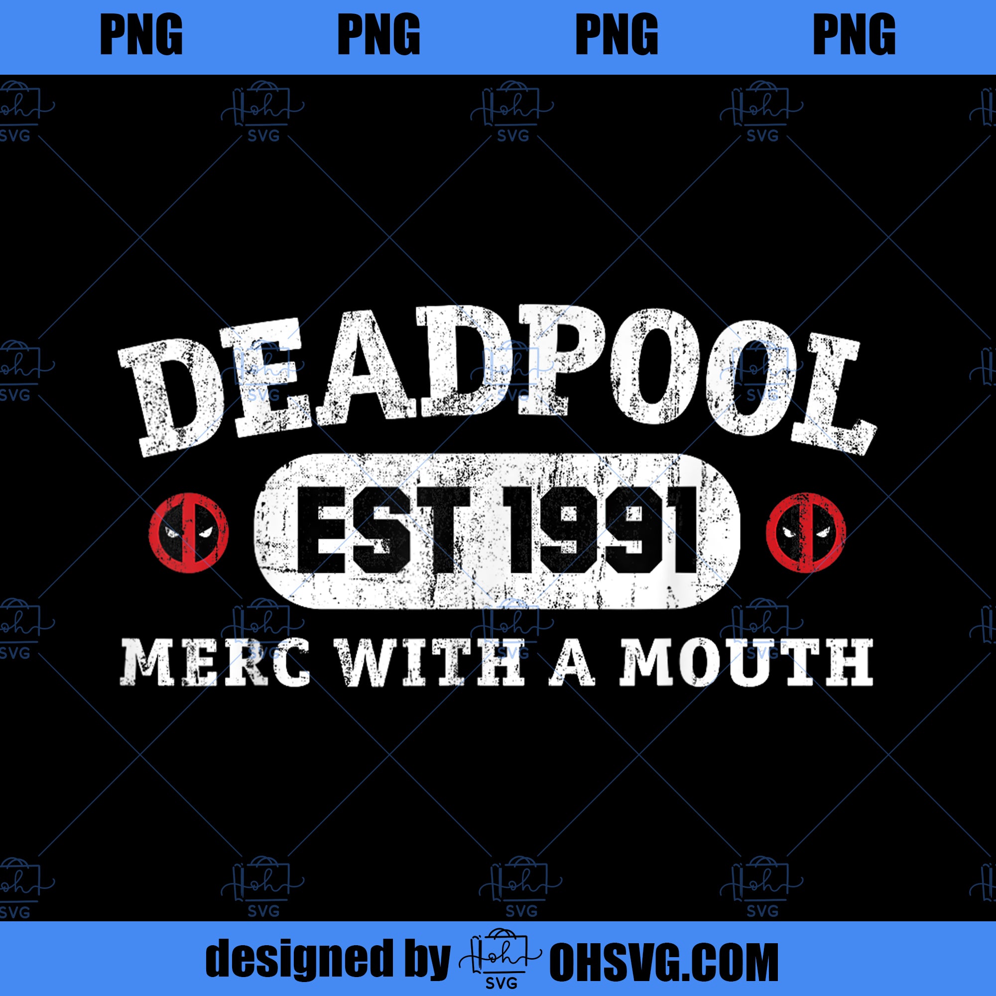 Marvel Deadpool 30th Merc With A Mouth Est 1991 PNG, Marvel PNG, Marvel Deadpool PNG