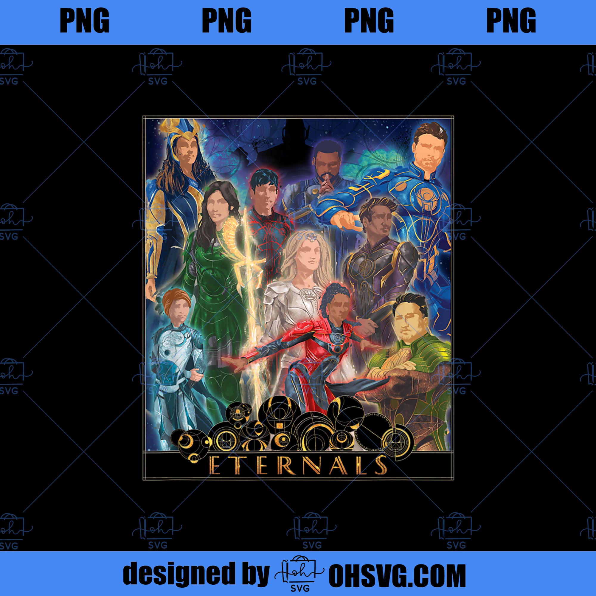 Marvel Eternals Minimalist Illustrated Poster PNG, Marvel PNG, Marvel Eternals PNG