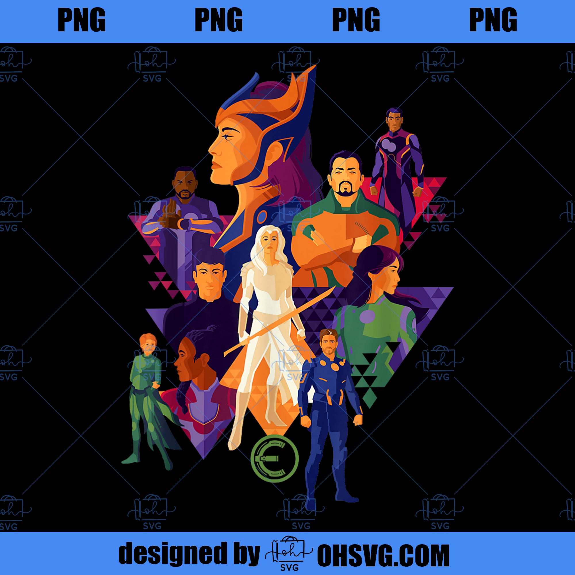 Marvel Eternals Team of Immortal Beings Bold Color PNG, Marvel PNG, Marvel Eternals PNG