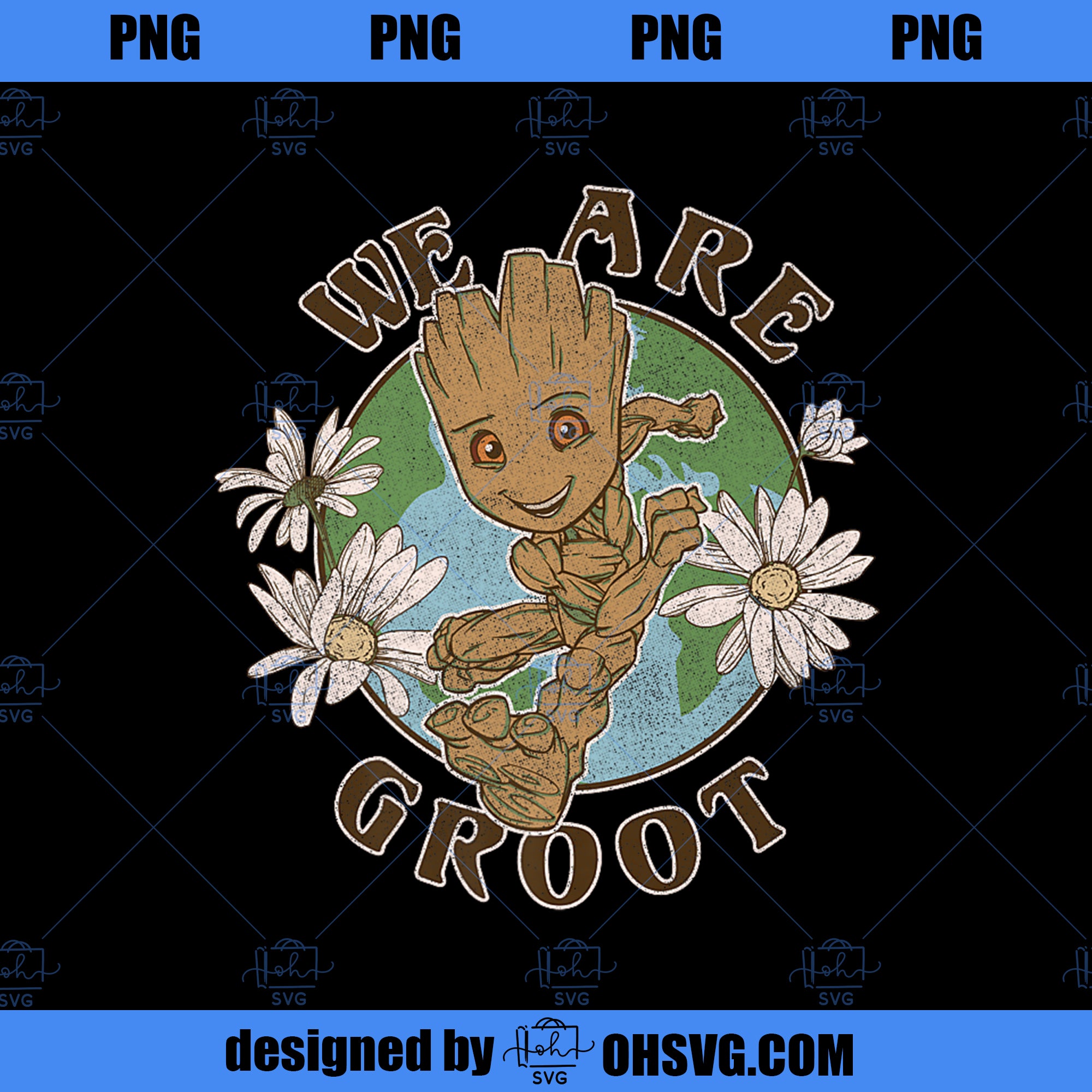 Marvel Guardians Of The Galaxy We Are Groot Floral Run Premium PNG, Ma ...