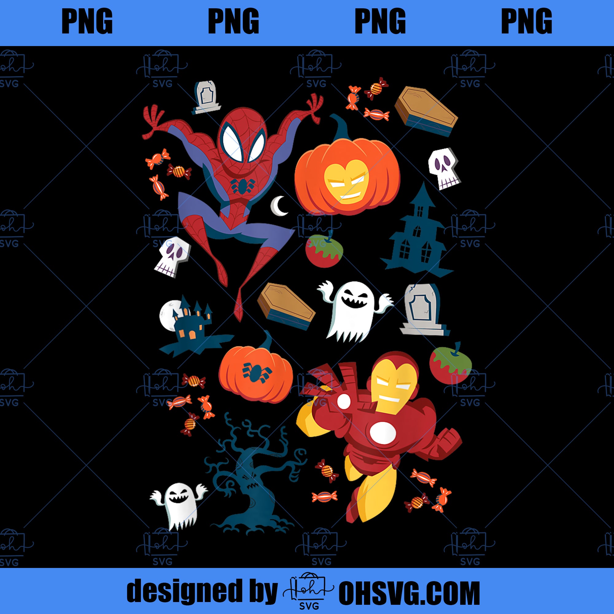 Marvel Iron Man SpiderMan Avengers Stylized Halloween Icons PNG, Marvel PNG, Marvel Iron PNG