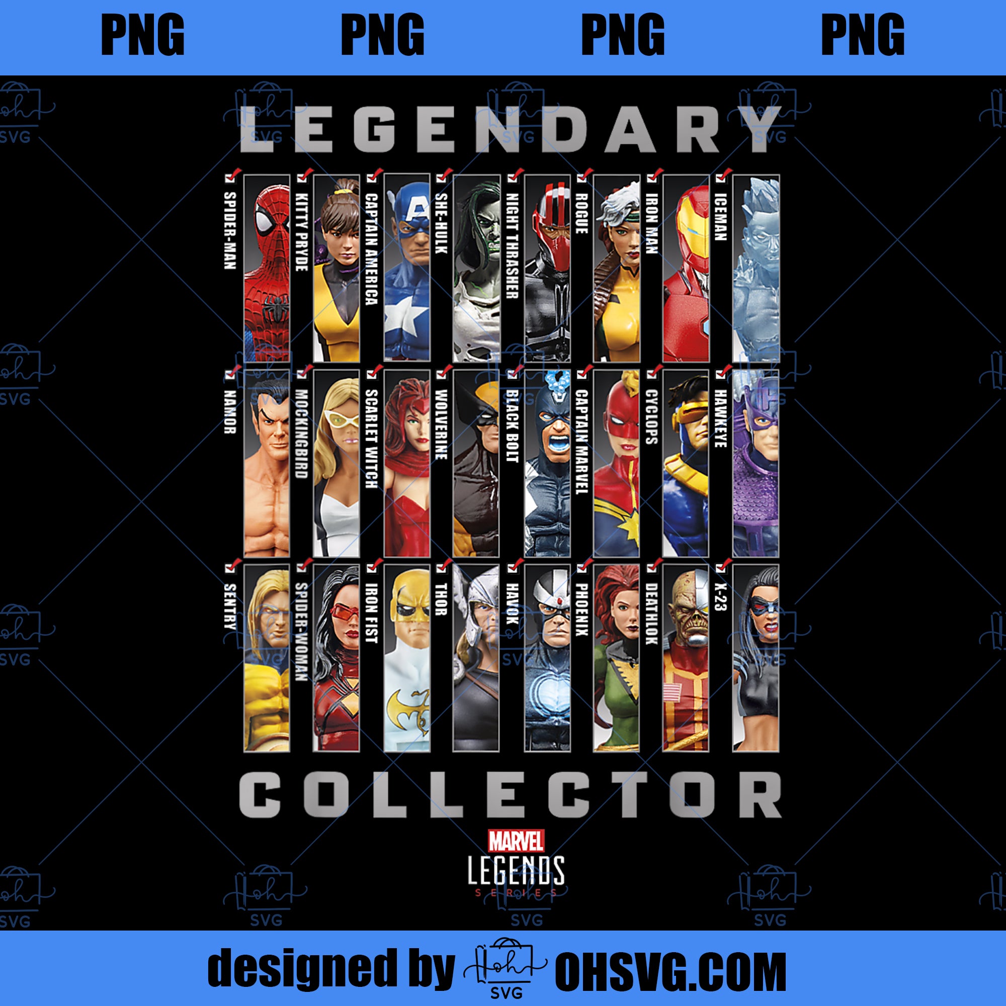 Marvel Legends Series Legendary Collector Checklist  PNG, Marvel PNG, Marvel Legends PNG