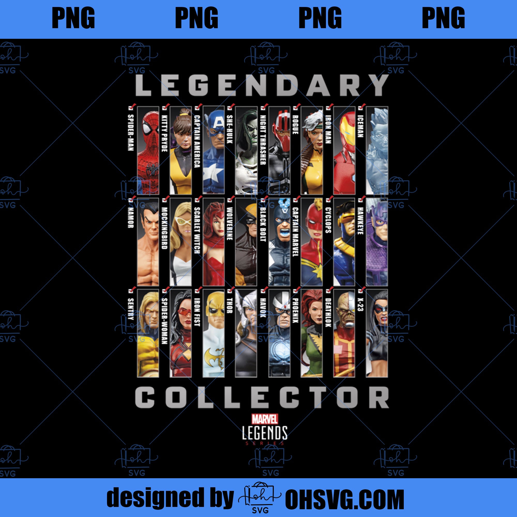 Marvel Legends Series Legendary Collector Checklist PNG, Marvel PNG, Marvel Legends PNG