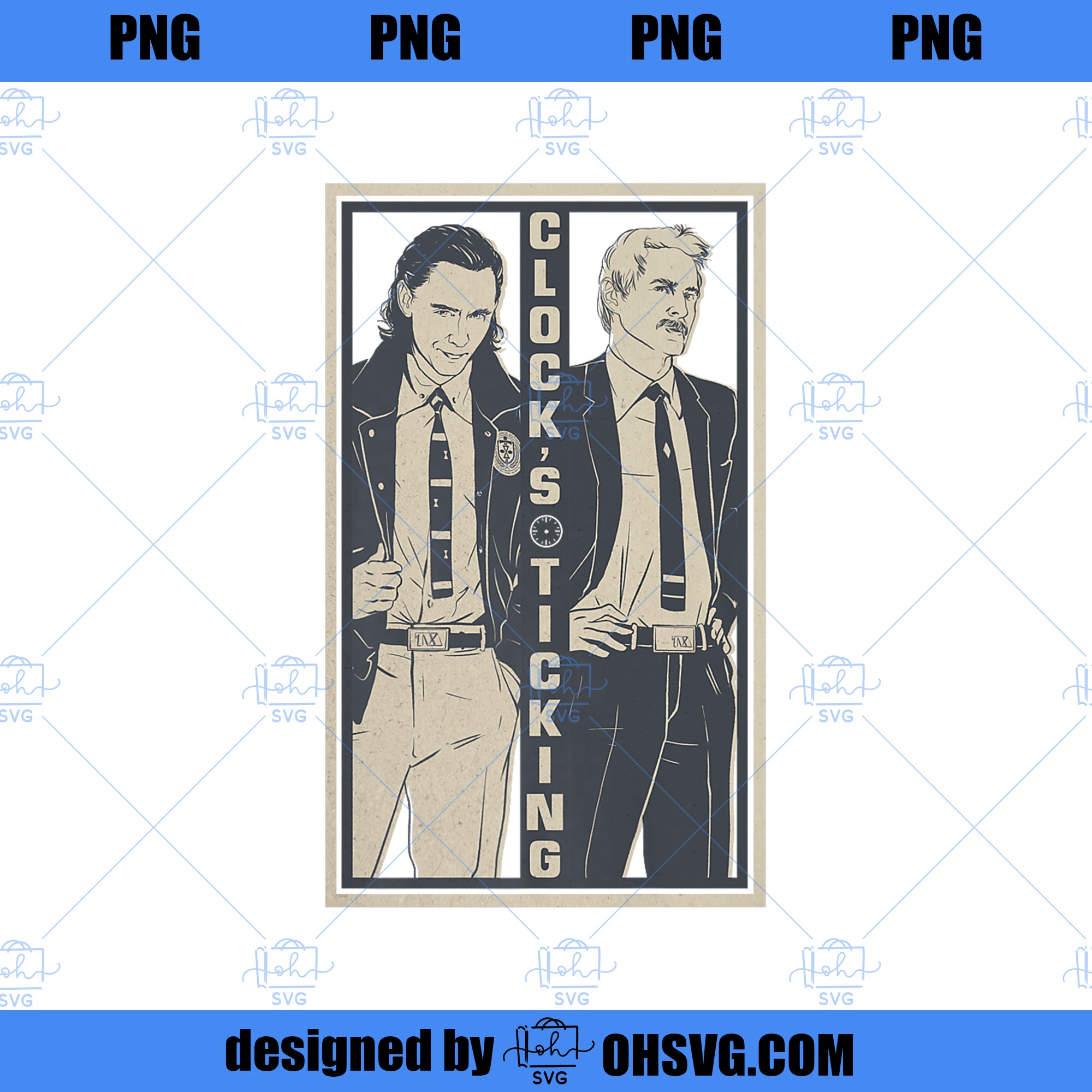Marvel Loki and Mobius Clocku2019s Ticking Retro Orange Premium PNG, M ...