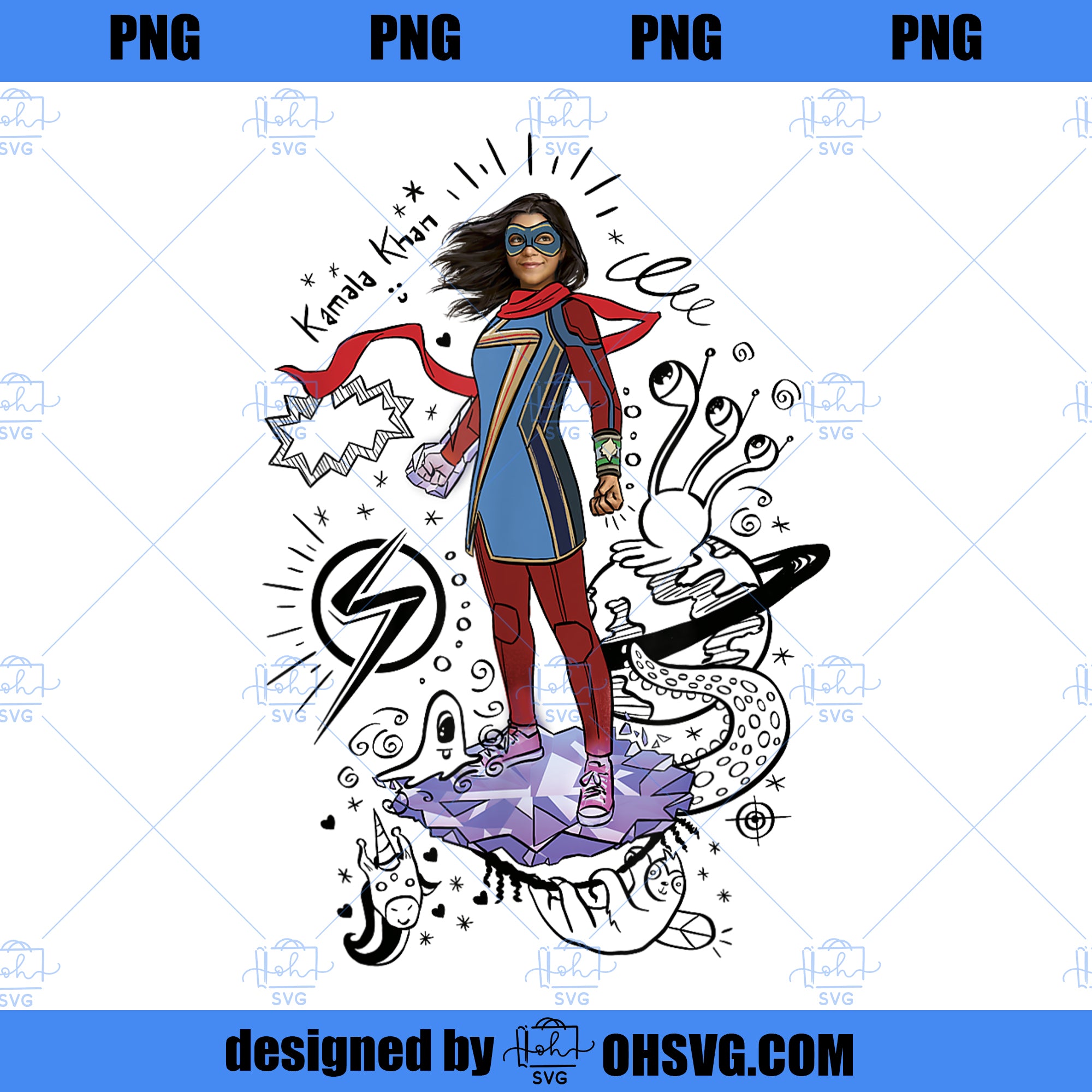 Marvel Ms Marvel Hero Scribbles Poster PNG, Marvel PNG, Ms Marvel PNG