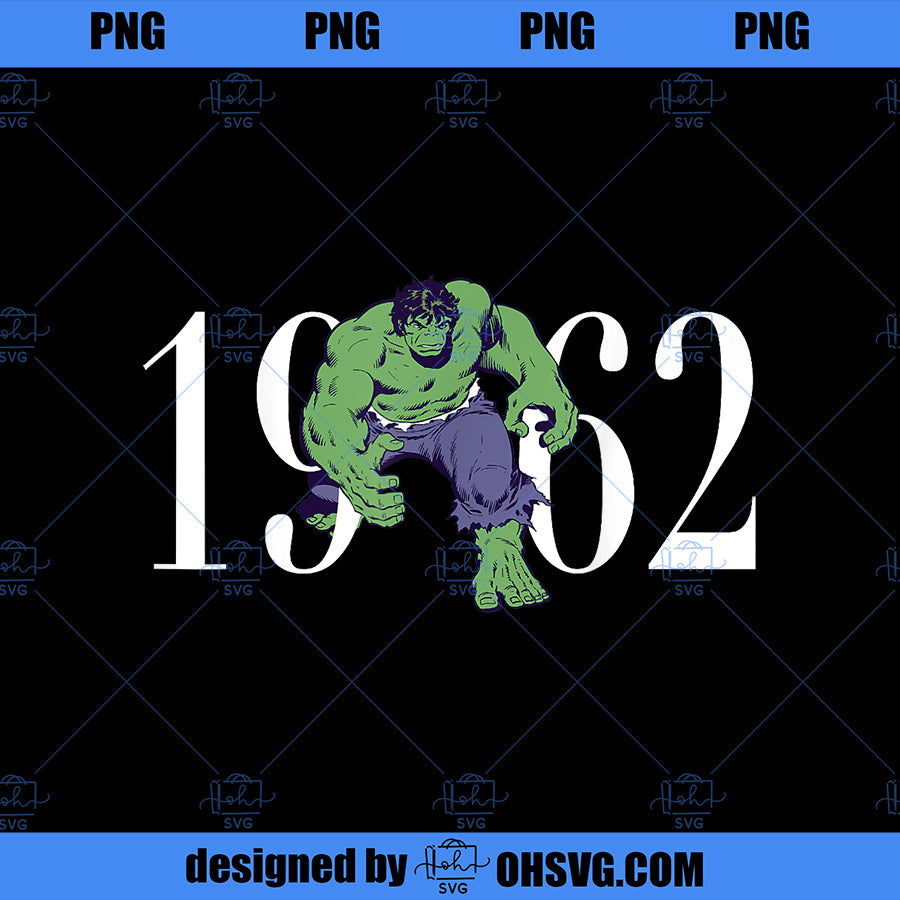 Marvel Retro 1962 Hulk Action Pose Graphic PNG, Marvel PNG, Hulk PNG