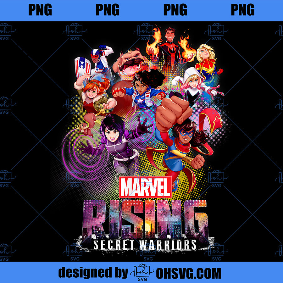 Marvel Rising Secret Warriors Hero Action Pose Collage PNG, Marvel PNG, Marvel Hero PNG