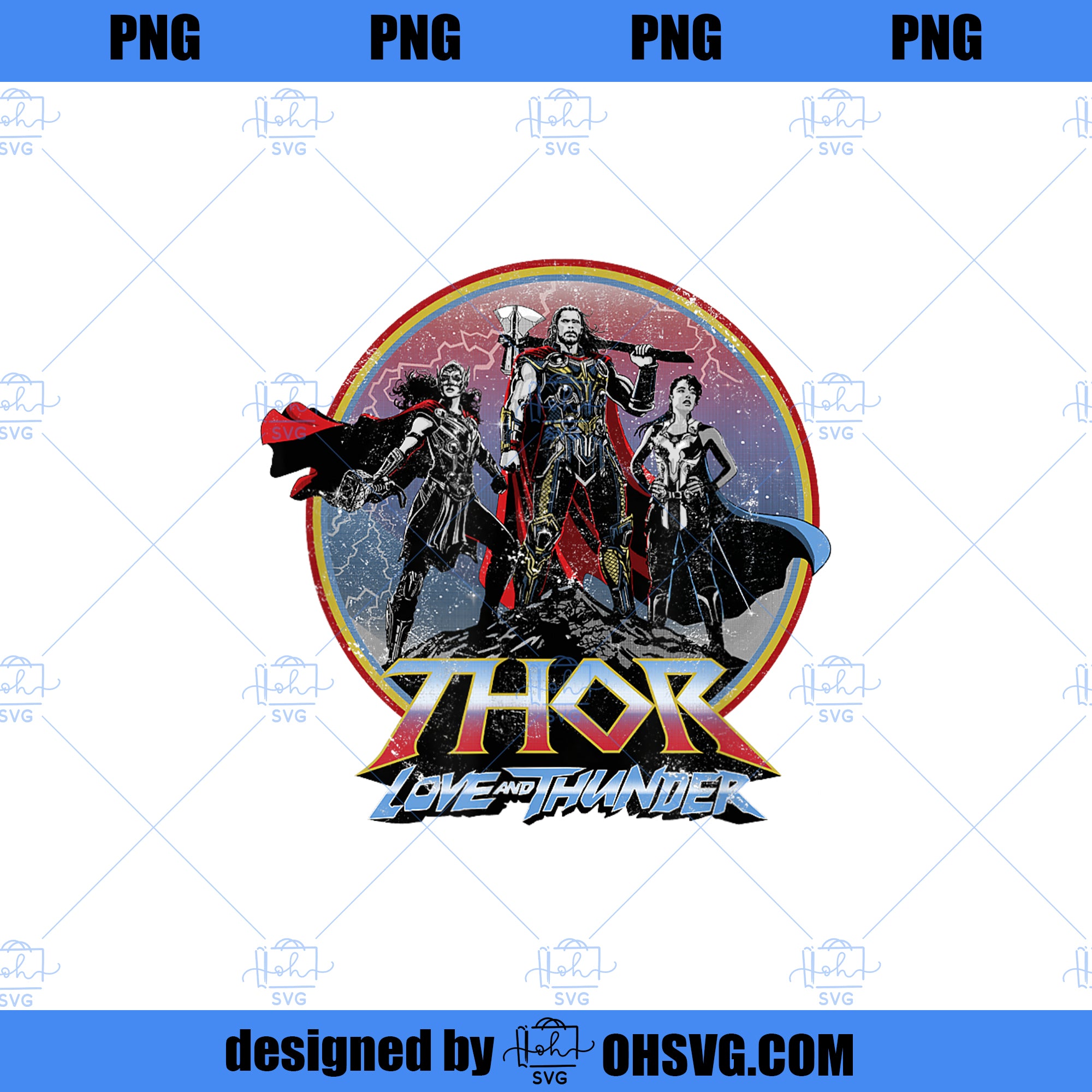 Marvel Thor Love and Thunder Mighty Trio Poster PNG, Marvel PNG, Marvel Thor PNG