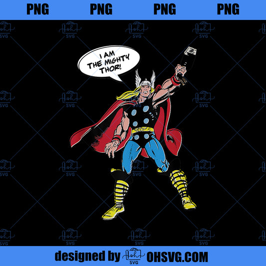 Marvel Thor Vintage I Am The Mighty Thor Quote Portrait  PNG, Marvel PNG, Marvel Thor  PNG