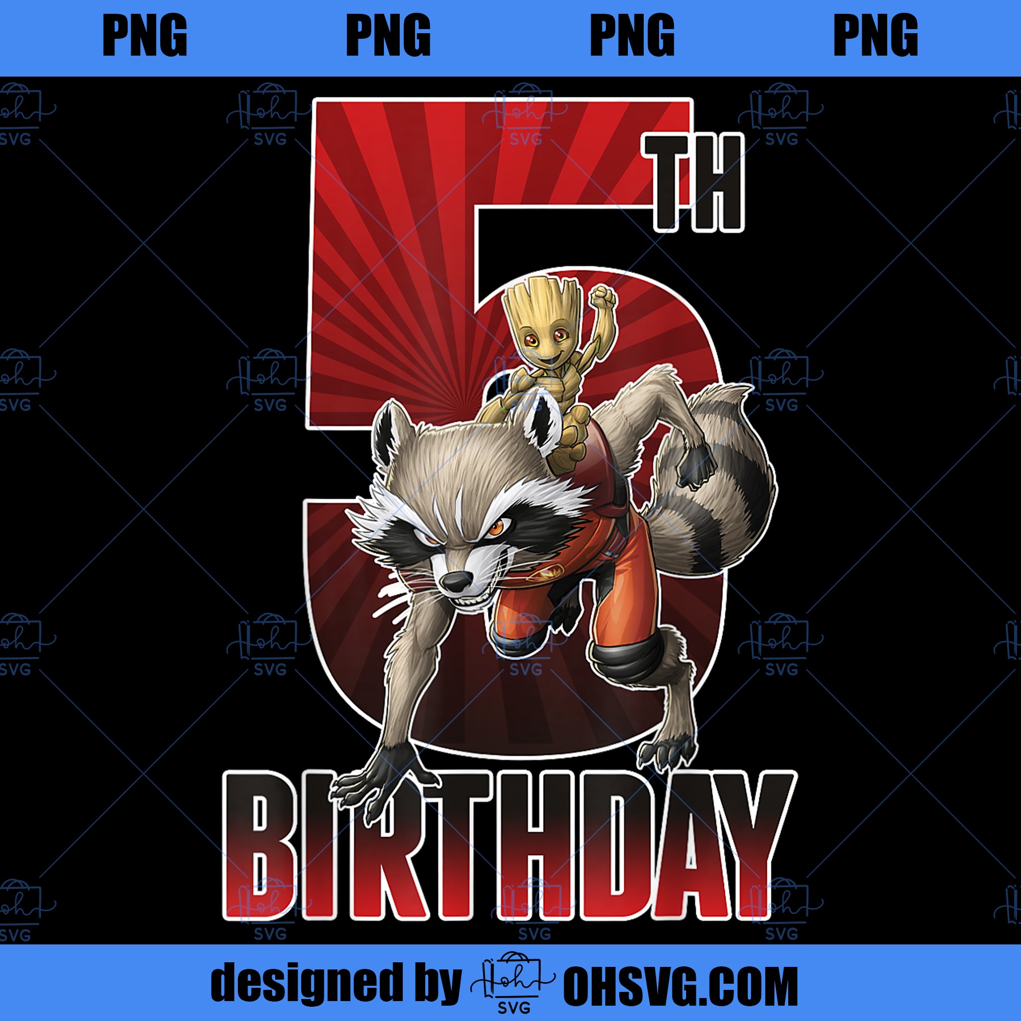 Marvel Universe Classic Rocket Baby Groot 5th Birthday PNG, Marvel PNG, Marvel Universe PNG