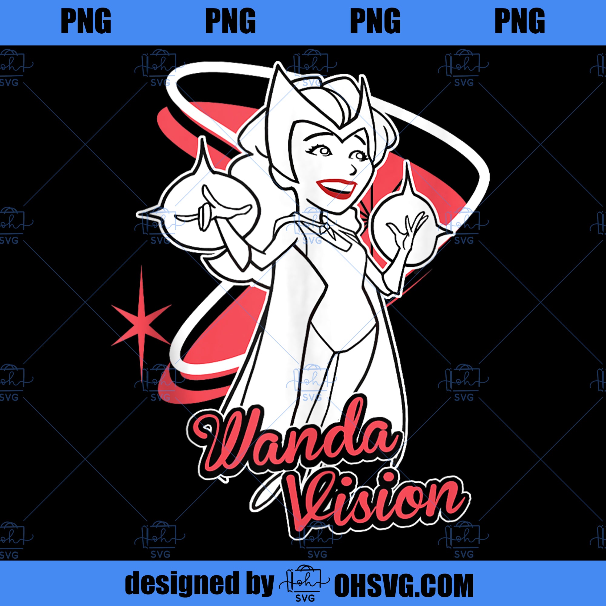 Marvel WandaVision Scarlet Witch Retro Cartoon  PNG, Marvel PNG, Marvel WandaVision PNG