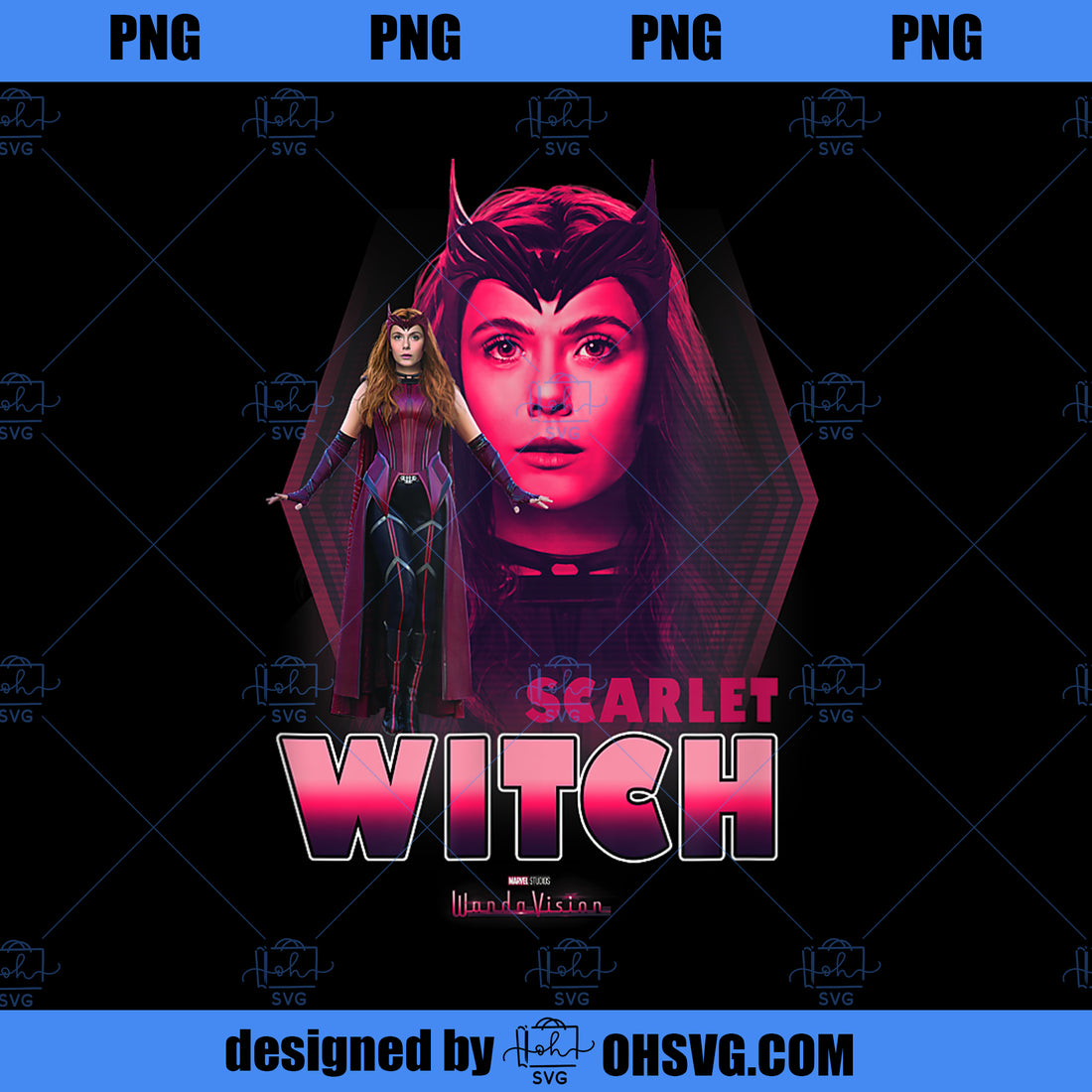 Marvel WandaVision The Scarlet Witch Faded Portrait PNG, Marvel PNG, M ...