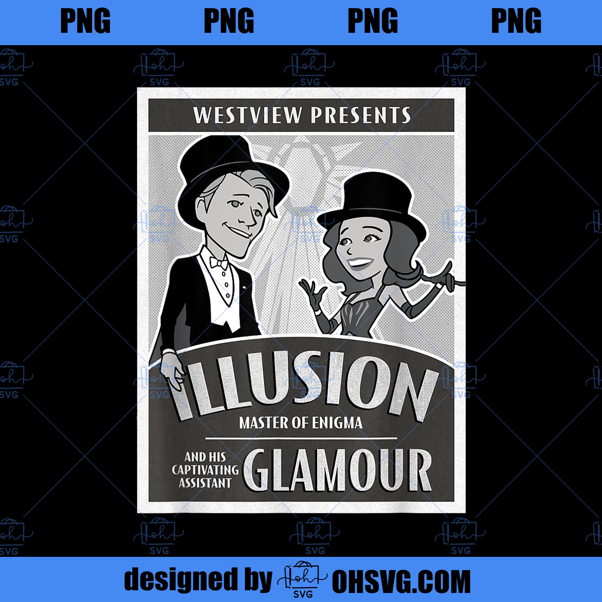 Marvel WandaVision Westview Presents Retro Magician Poster PNG, Marvel PNG, Marvel WandaVision PNG