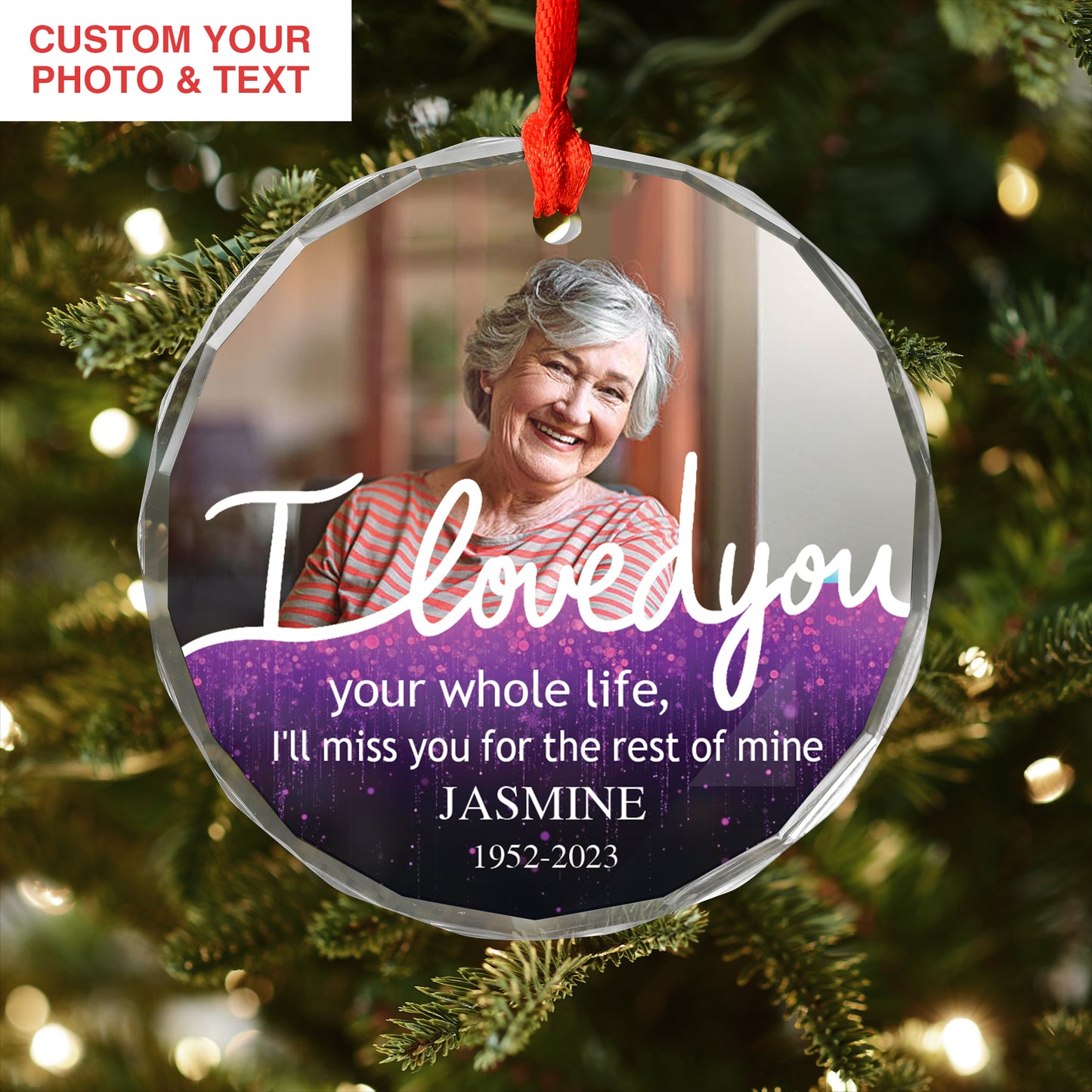 Memorial Christmas Ornament PNG and EDITABLE Canva Templates, 3 Round Designs, Heaven In Loving Memory, Photo Frame, Digital Design