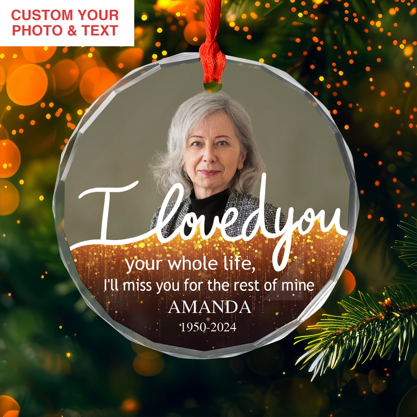 Memorial Christmas Ornament PNG and EDITABLE Canva Templates, 3 Round Designs, Heaven In Loving Memory, Photo Frame, Digital Design