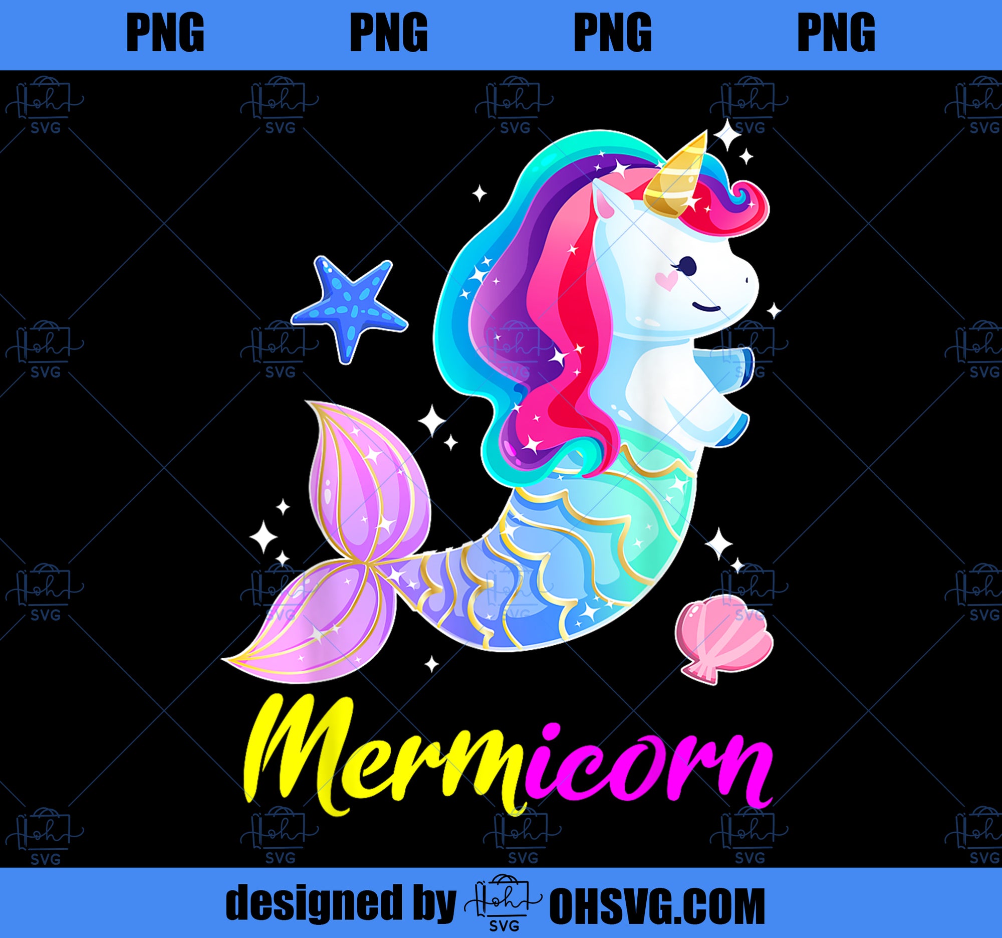 Mermaid Unicorn Magical Squad Mermicorn Gifts for Girls PNG, Magic Unicorn PNG, Unicorn PNG